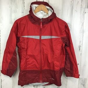 LL Bean Rain Jacket Hooded Full Zip Coat Stowaway Red M